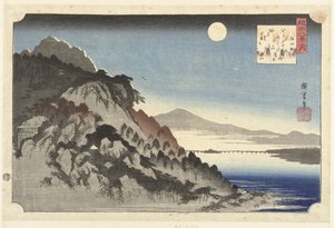 Efterårsmåne ved Ishiyama Ishiyama no shugetsu (titel på objekt) Otte udsigter over Omi-provinsen (serietitel) omi hakkei af Hiroshige (I) , Utagawa