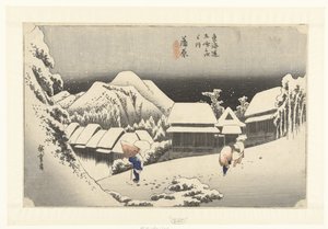 Kambara, Awon ds Hey w Kambara, Yoru no Yuki 53 sek tokaido gojusan næste hus af Hiroshige (I) , Utagawa