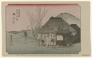 Mariko Nr. 21. Mariko: et af de treoghalvtreds bemærkede steder på Tokaido, malet af Hiroshige De Tôkaidô van Hiroshige (serietitel) Hiroshige no fude Tôkaidô (serietitel på objekt) af Hiroshige (I) , Utagawa