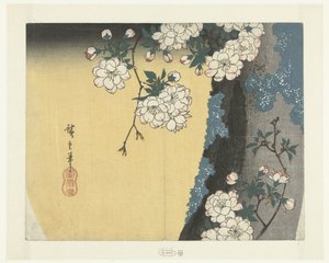 Mossy stamme og kirsebærblomster af Hiroshige (I) , Utagawa