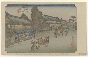 Narumi Nr. 41. Naruwi: et af de treoghalvtreds bemærkede steder på Tokaido, malet af Hiroshige (titel på objektet) De Tôkaidô van Hiroshige (serietitel) Hiroshige no fude Tôkaidô (serietitel på objekt) af Hiroshige (I) , Utagawa