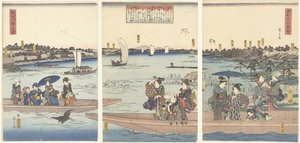 Færger på Sumida-floden Sumidagawa watashi no zu (titel på objekt) Berømte udsigter over den østlige hovedstad (serietitel) Toto meisho zue (serietitel på objekt) af Hiroshige (I) , Utagawa