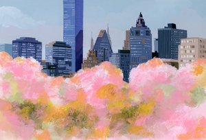 New York og kirsebærblomster, 2016, af Hiroyuki Izutsu