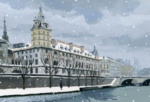 Seinen om vinteren, 2015 (Gouache på papir) af Hiroyuki Izutsu