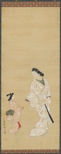 Yujo og en pige, 1688-1697. af Hishikawa Morofusa