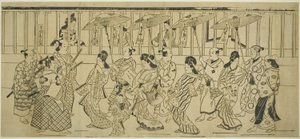 En parade af kurtisaner af Hishikawa Moronobu