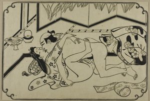 Et ark fra et shunga-album af Hishikawa Moronobu