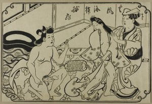 Et ark fra et shunga-album af Hishikawa Moronobu