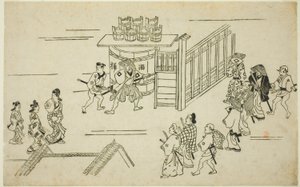 Indgang til Ageyacho, fra serien "The Appearance of Yoshiwara (Yoshiwara no tei)" af Hishikawa Moronobu