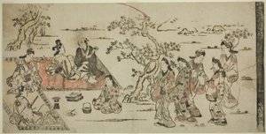 Blomstervisning af Hishikawa Moronobu