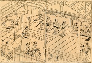 Kabuki-forestilling i Shijo-flodlejet, 1658, 1924.