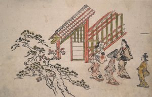 Nær den nye Yoshiwara-port af Hishikawa Moronobu