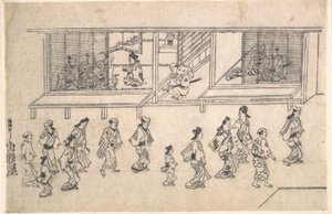 Gadescene i Yoshiwara af Hishikawa Moronobu
