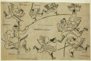 Tengu-kongen træner sine elever af Hishikawa Moronobu