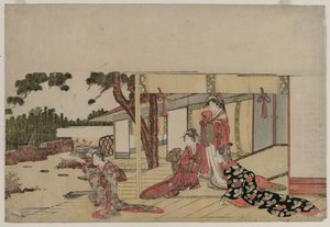 Kvinder på en veranda af Hishikawa Sori III