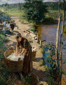 Rengøringsdamer ved floden af Hjalmer Eilif Emanuel Peterssen