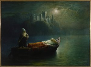 Elaines død, 1877 af Homer Watson