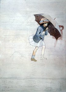 The Rain (akvarel med kropsfarve og blyant på papir)