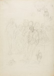 En gruppe mænd og andre skitser, 1857 af Honoré Daumier
