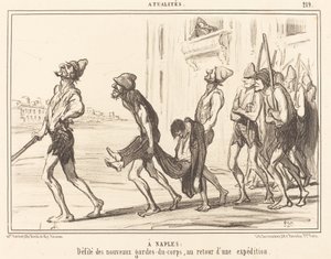 I Napoli: Parade af... livvagter... af Honoré Daumier
