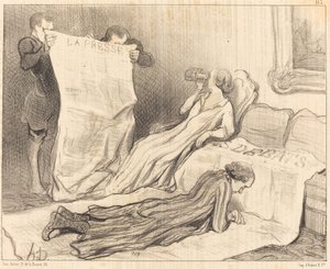 Abonnenter, der modtager deres avis... af Honoré Daumier