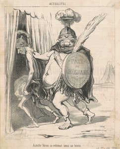 Achille Vèron trækker sig tilbage til sit telt af Honoré Daumier