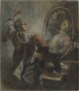 Skuespiller poserer foran et spejl af Honoré Daumier