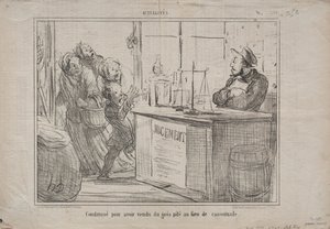 Aktualiteter (nr. 252): Dømt for at have solgt en bunke sand i stedet for fugtigt brun farin af Honoré Daumier