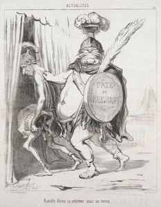 Aktualiteter: Achilles trækker sig tilbage i sit telt af Honoré Daumier