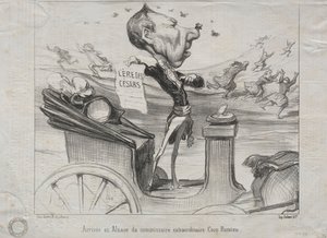 Aktualiteter nr. 81: Ankomsten til Alsace af den ekstraordinære kommissær, Coco Romieu, 1850. af Honoré Daumier
