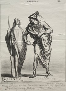 Aktualiteter, plade 181: Hvad tager du mig for! Tag min arm, 1866. af Honoré Daumier