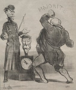 Aktualitetsplade 183: Prøver sin styrke, 1851. af Honoré Daumier