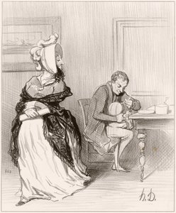 Farvel, min kære, jeg skal til mine forlag... af Honoré Daumier