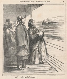 Ah! Her er endelig toget! ... af Honoré Daumier