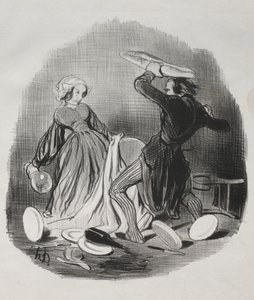 Ah! Du tror, at din kone ikke yder nok for dig, skurk. . . . af Honoré Daumier