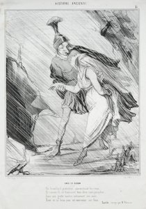 Ancient History plate 15: Aeneas and Dido, 1842. af Honoré Daumier