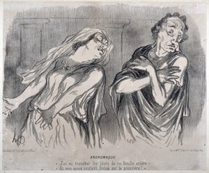 Andromaque-gravering af Honore Daumier (1808-1879) i ""Le Charivari""". Palais Longchamp, Museum for Fine Arts i Marseille. af Honoré Daumier