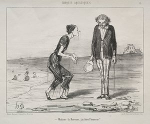 Aquatic Sketches, plade 8: Madame la Baronne, det er min ære... af Honoré Daumier