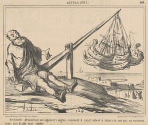 Archimedes demonstrerer for de engelske ingeniører... af Honoré Daumier