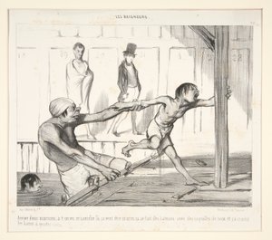 Så kommer Marsoin; har vi set den puddel der, den vil være sømand, den laver både af valnøddeskaller, og den frygter skillingsbade, af Honoré Daumier