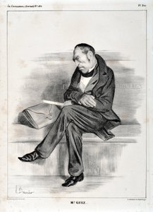 Kunstværk af Honore Daumier (1808-1879). Charivari stammer fra 1833: Serie Celebrites de la caricature "" M. Guiz..."" KUNSTMUSEUM - PALACE LONGCHAMP, MARSEILLE af Honoré Daumier