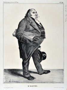 Kunstværk af Honore Daumier (1808-1879). Charivari stammer fra 1833: Serie Celebrites de la Caricature "" M. Barthe"" KUNSTMUSEUM - PALAIS LONGCHAMP, MARSEILLE af Honoré Daumier