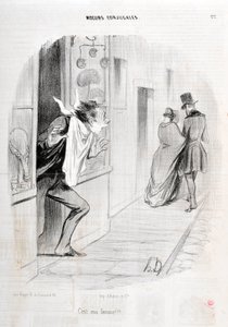 Kunstværk af Honore Daumier (1808-1879). Charivari stammer fra 1840 Serie MORIES CONJUAL “” Det er min kone!!! “” KUNSTMUSEET - PALACE LONGCHAMP, MARSEILLE af Honoré Daumier