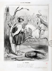 Kunstværk af Honore Daumier (1808-1879) Charivari er fra 1842: Serie HISTORIE ANCIE Les Amazones. "Ved dagens første bål, foran deres ædle dronning, så man dem tæmme heste fulde af glød. Og den unge vinder i midten af arenaen modtager af Honoré Daumier