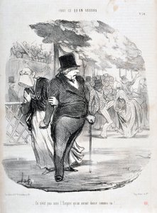 Kunstværk af Honore Daumier (1808-1879). Charivari stammer fra 1849: Serie ALL WHAT YOU WILL “” Det er ikke under imperiet, vi ville danse sådan her!...”” MUSEUM OF FINE ARTS - PALACE LONGCHAMP, MARSEILLE af Honoré Daumier