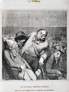 Kunstværk af Honore Daumier (1808-1879). Charivari stammer fra 1864: Serieskitser taget på teatret En ny teatermodel. "Intet er blevet forsømt for tilskuernes bekvemmelighed"" MUSEE DES BEAUX ARTS - PALAIS LONGCHAMP, MARSEILLE af Honoré Daumier