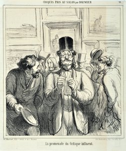 Kunstværk af Honore Daumier (1808-1879). Charivari stammer fra 1865: Serieskitser taget på Salon La promenade du Critique indflydelsesrige MUSEE DES BEAUX ARTS - PALAIS LONGCHAMP, MARSEILLE af Honoré Daumier