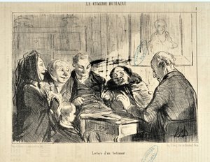 Kunstværk af Honore Daumier (1808-1879). I “” Le Charivari ”” af 20. december 1853: Serie LA COMEDIE HUMAN “” Læsning af et testamente ”” ”MUSEUM OF Fine ARTS - PALAIS LONGCHAMP, MARSEILLE af Honoré Daumier