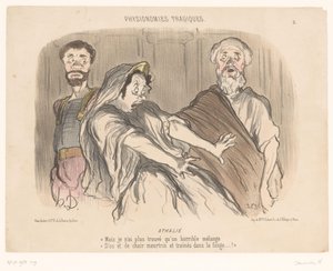 Atalja ser et skræmmende syn Athalie (titel på objekt) Tragic Faces (serietitel) Physionomies tragiques (serietitel om objekt) af Honoré Daumier