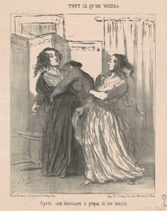 At have en diskussion om deres skønhed af Honoré Daumier